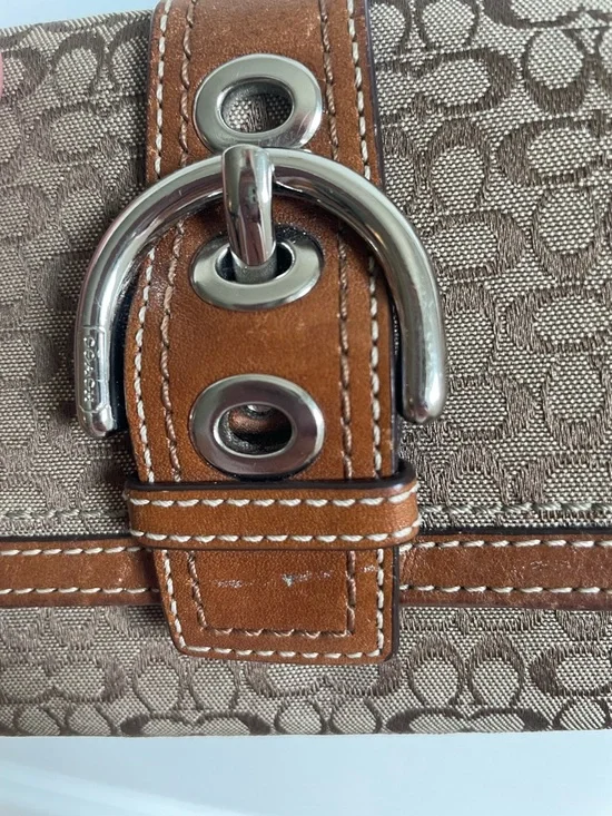 Coach Brown Signature Canvas Bifold Wallet with Tan Leather Trim - Picture 8 of 8